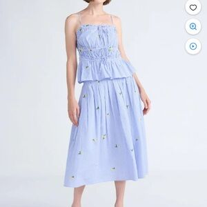 Free Assembly Blue Floral Women's Skirt  Top set new with tags